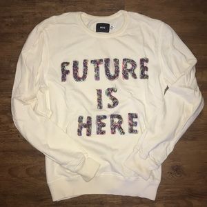 “Future is Here” textured crew neck